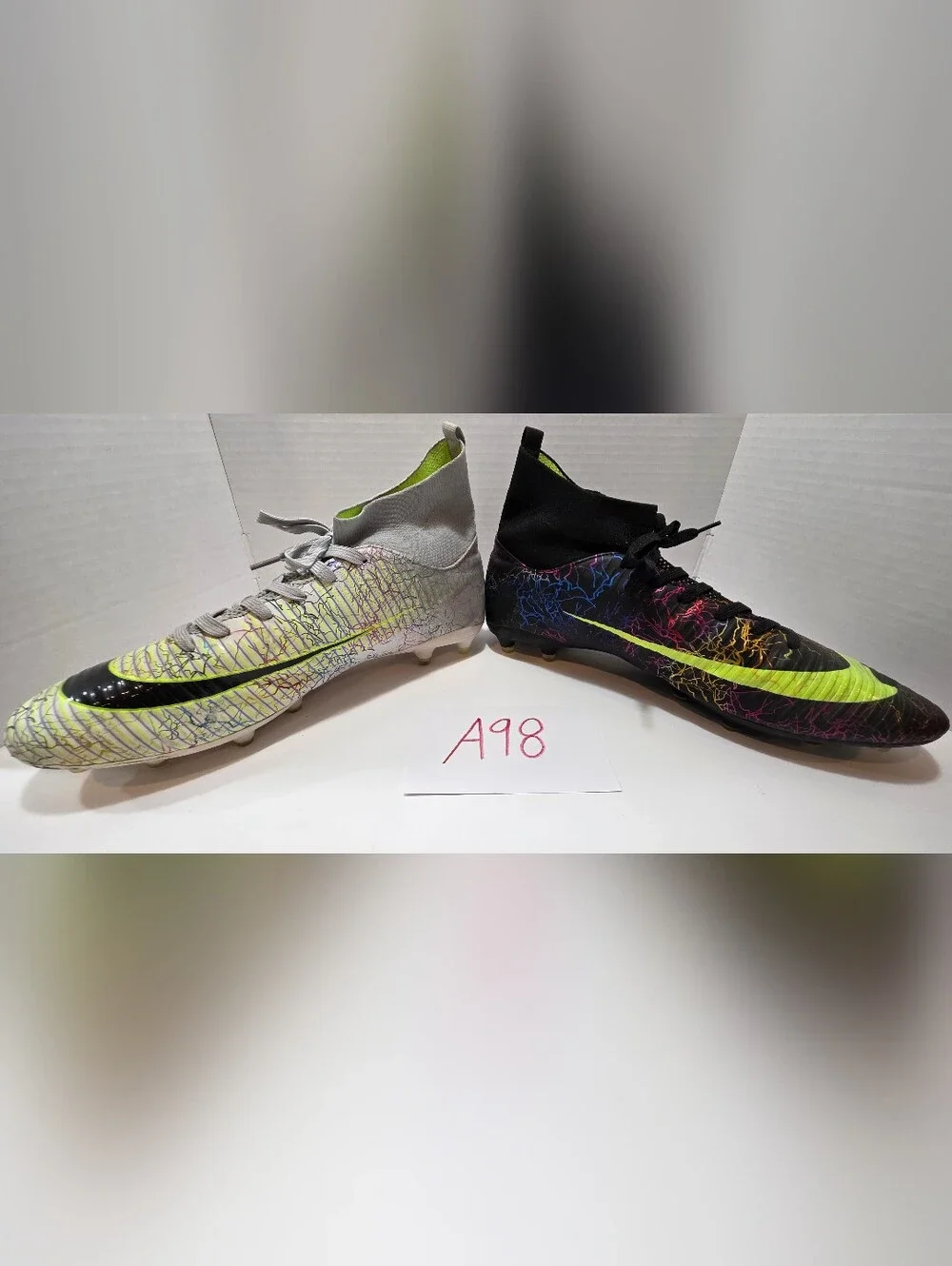 Nike Vapor Edge Pro OBJ Mens Soccer Cleats - Black & White with Neon Accents